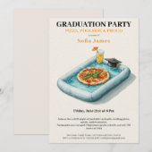 Pool Party Pizza Graduation Celebration Invitation Einladung (Vorne/Hinten)