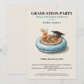 Pool Party Pizza Graduation Celebration Invitation Einladung (Vorne/Hinten)