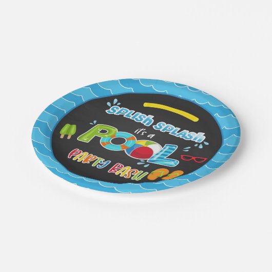 Pool Party Plate - Boy BL Pappteller (Schrägansicht)