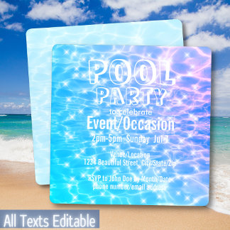 Pool Party Pool Birthday Party Beach Party Modern Einladung