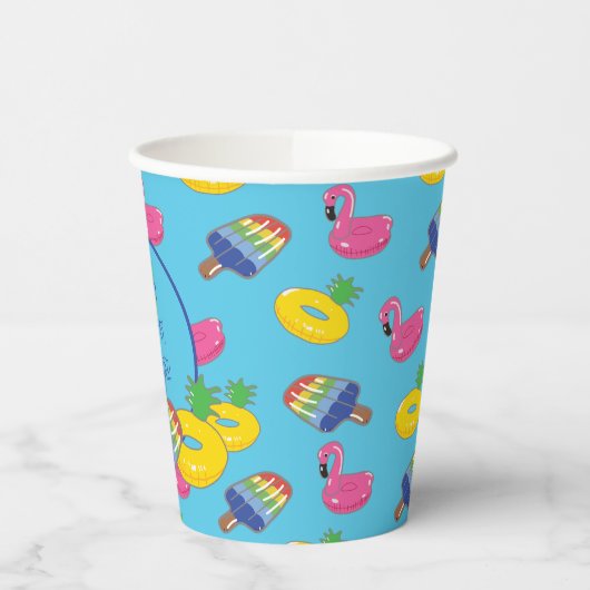 Pool Party Pool Schwimmbad Gemustert Personalisier Pappbecher (Links)