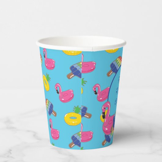 Pool Party Pool Schwimmbad Gemustert Personalisier Pappbecher (Rechts)