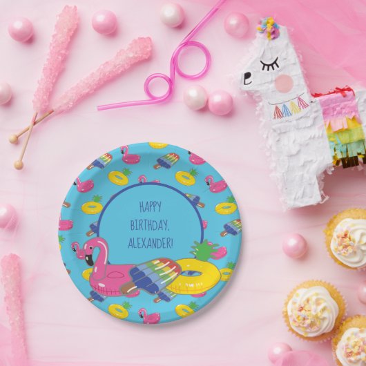 Pool Party Pool Schwimmbad Gemustert Personalisier Pappteller (Party)