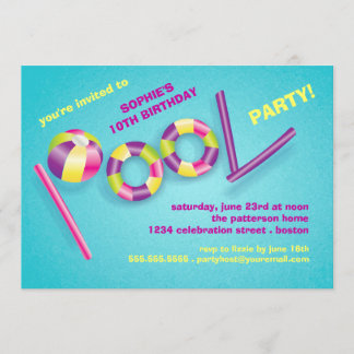 Pool-Party-Pool spielt Geburtstags-Einladung Einladung