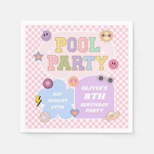 Pool Party Preppy Varsity Patch Geburtstagspartei Serviette