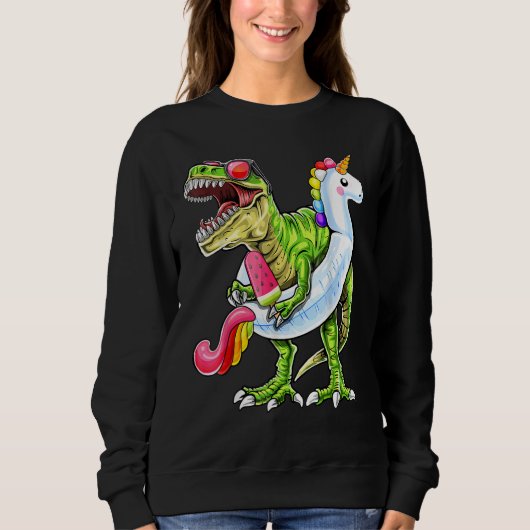 Pool Party Rex Dinosaur Unicorn Float Summer 1 Sweatshirt (Vorderseite)
