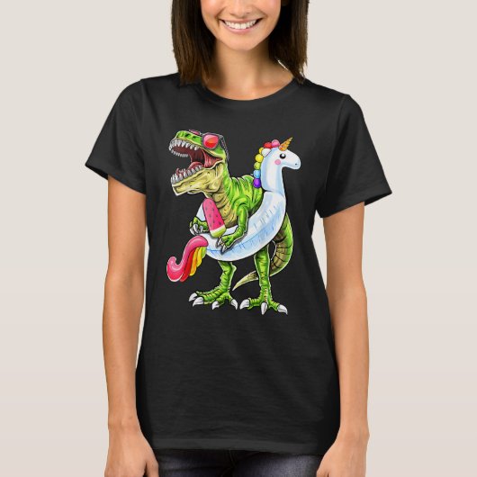 Pool Party Rex Dinosaur Unicorn Float Summer 1 T-Shirt (Vorderseite)