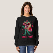 Pool Party Rex mit rosa Flamingo Float Summer Vib Sweatshirt (Vorne ganz)