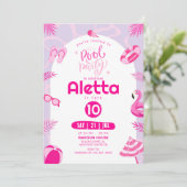 Pool Party Rosa bearbeitbar Geburtstagseinladung Einladung (Stehend Vorderseite)