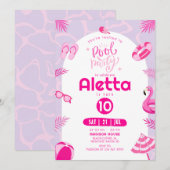 Pool Party Rosa bearbeitbar Geburtstagseinladung Einladung (Vorne/Hinten)