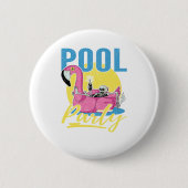 Pool-Party-Rosa-Flamingo-Schädel Button (Vorderseite)