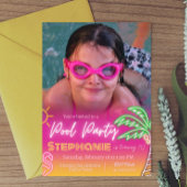 Pool Party Rosa mit Foto Minimalistisch Einladung