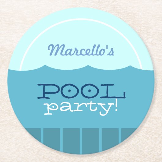 Pool-Party Runder Pappuntersetzer (Vorderseite)