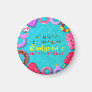 POOL PARTY SCHWIMM FLOATY Geburtstagsgeschenk Favo Magnet