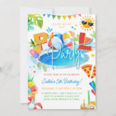 POOL PARTY Schwimmbad Junge Geburtstag Schwimmbad Einladung (Vorderseite)