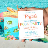 Pool Party Sea Turtle Summer Birthday Einladung