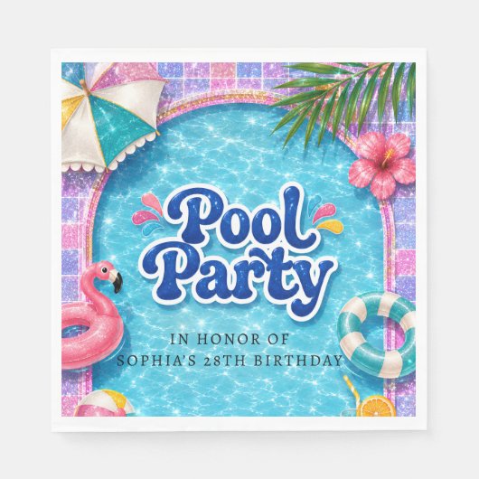 Pool Party Servietten Tropischer Flamingo (Vorderseite)