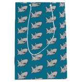 Pool Party Shark Birthday Geschenktaschen Mittlere Geschenktüte (Vorderseite)