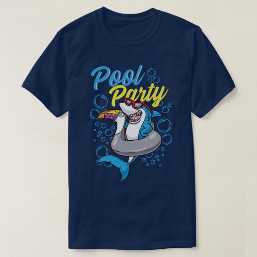 Pool Party Shark Toucan Floatie Niedlicher Cartoon T-Shirt (Design vorne)