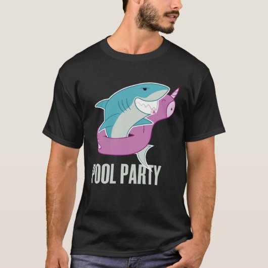 Pool Party  Shark Unicorn Fishing T-Shirt (Vorderseite)