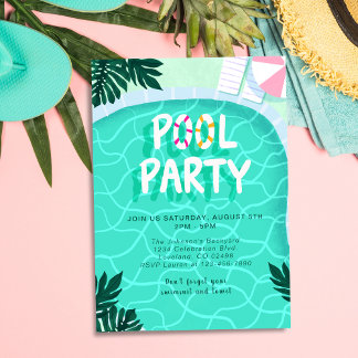 Pool Party Sommer Moderner Tropischer Trendy Spaß  Einladung
