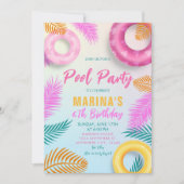 Pool Party Sommer Schwimmen Tropischer Geburtstag Einladung (Vorderseite)