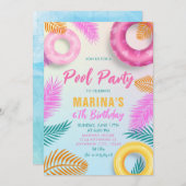 Pool Party Sommer Schwimmen Tropischer Geburtstag Einladung (Vorne/Hinten)