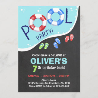 Pool-Party-Sommer-Tafel-Geburtstags-Einladung Einladung