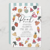 Pool Party Sommerartikel Kinderdusche Einladung (Vorne/Hinten)