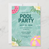 Pool Party Sommergeburtstag Einladung (Vorderseite)