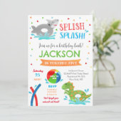 Pool Party Sommergeburtstag Einladungen für Junge (Stehend Vorderseite)