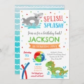 Pool Party Sommergeburtstag Einladungen für Junge (Vorne/Hinten)