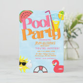 Pool Party Sommergenuss Einladung Wassermelone (Stehend Vorderseite)