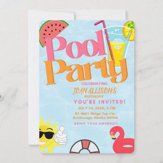 Pool Party Sommergenuss Einladung Wassermelone
