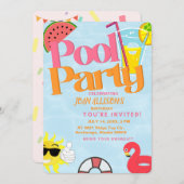 Pool Party Sommergenuss Einladung Wassermelone (Vorne/Hinten)