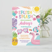 Pool Party Sommermädchen Geburtstagseinladung Einladung (Stehend Vorderseite)