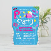 Pool Party Sommermädchen Geburtstagsparty Einladun Einladung (Stehend Vorderseite)