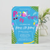 Pool Party Sommermädchen Geburtstagsparty Einladun Einladung (Stehend Vorderseite)