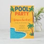 Pool Party Sommerspass Einladung (Stehend Vorderseite)