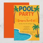 Pool Party Sommerspass Einladung (Vorne/Hinten)