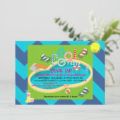 Pool Party Sommerspass Erwachsene Kindergeburtstag Einladung (Stehend Vorderseite)