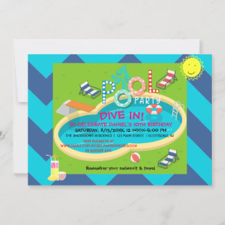 Pool Party Sommerspass Erwachsene Kindergeburtstag Einladung