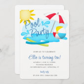 Pool Party Sommerspass Geburtstag Einladung (Vorne/Hinten)
