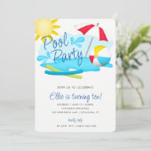Pool Party Sommerspass Geburtstag Einladung (Stehend Vorderseite)