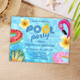 Pool Party Sommerspass Wasser Geburtstag Einladungspostkarte