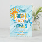 Pool Party Spaß Geburtstag Einladung (Stehend Vorderseite)