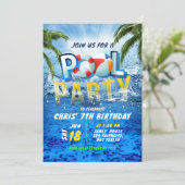 Pool Party Splash Summer Einladung (Stehend Vorderseite)