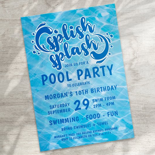 Pool Party Splish Splash Geburtstag Einladung