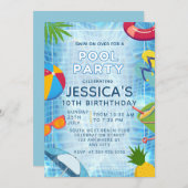 Pool Party Splish Splash Pool Geburtstag Einladung (Vorne/Hinten)