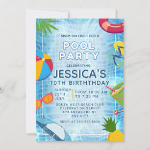 Pool Party Splish Splash Pool Geburtstag Einladung